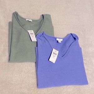 Set of two XSP J. Jill sweater blouses purple/green